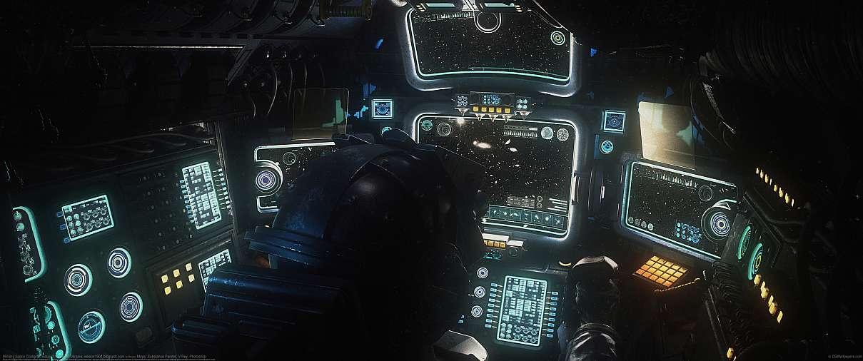 Military Space Cockpit ultrawide achtergrond
