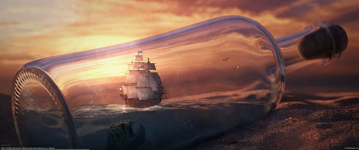 Ship in a Bottle ultrawide achtergrond