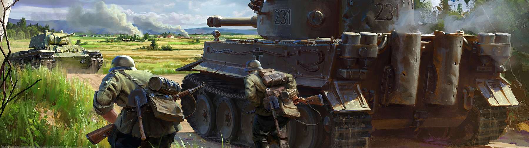 Tank Squad key illustration: A Tiger's close encounter ultrawide achtergrond