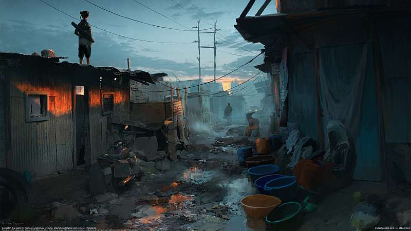 Sunset in the slums achtergrond