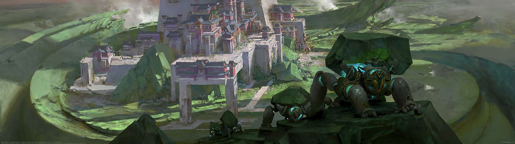 Guild Wars 2 - Dragon's End concept art ultrawide achtergrond