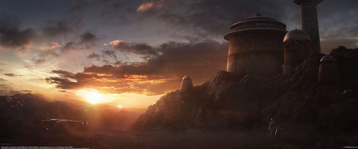 Hutt Castle on Tatooine ultrawide achtergrond