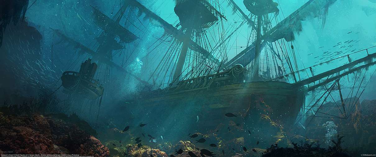 Assassin's Creed IV Black Flag fan art ultrawide achtergrond