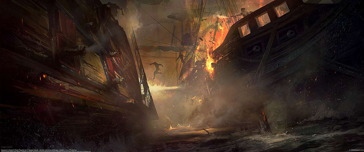 Assassin's Creed IV Black Flag fan art ultrawide achtergrond